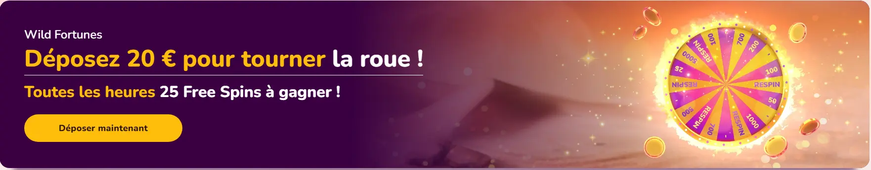 Tours gratuits Wild Fortunes à remporter sur Wild Sultan Casino