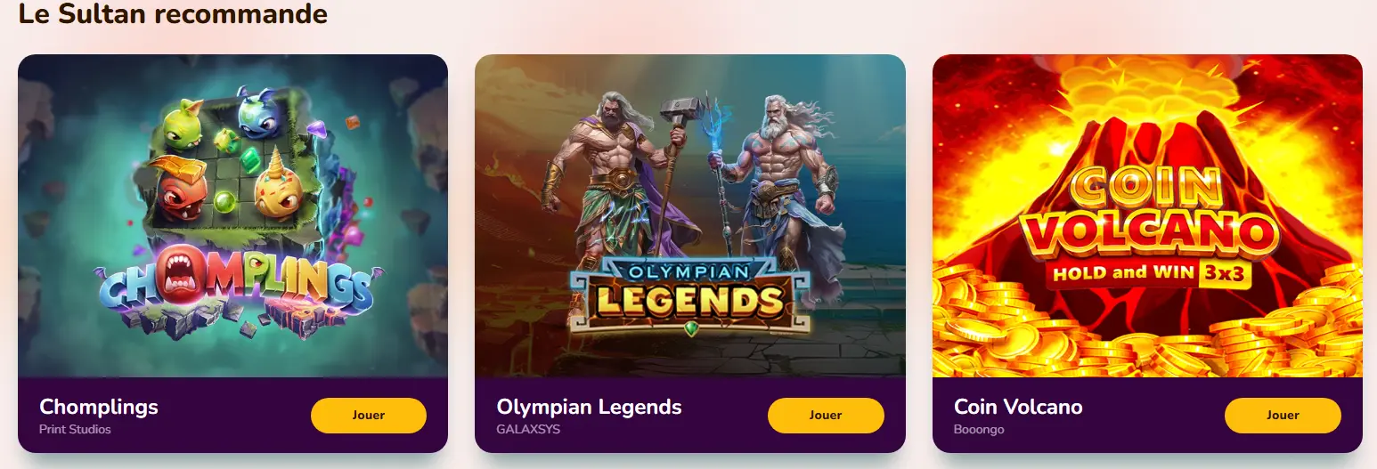 jeux de casino les plus appréciés sur Wild Sultan Casino